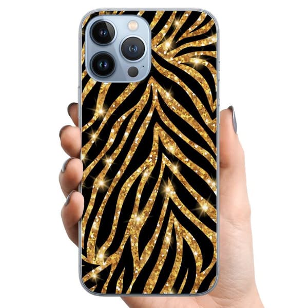 Apple iPhone 13 Pro Max TPU Mobilcover Guld & Glitter