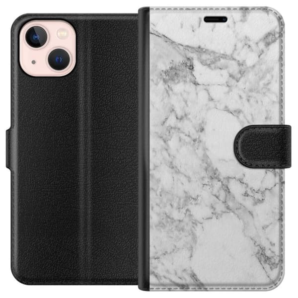Apple iPhone 13 Tegnebogsetui Marmor Hvid
