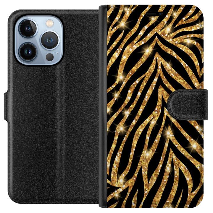 Apple iPhone 13 Pro Plånboksfodral Gold & Glitter