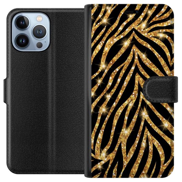 Apple iPhone 13 Pro Max Tegnebogsetui Guld & Glitter