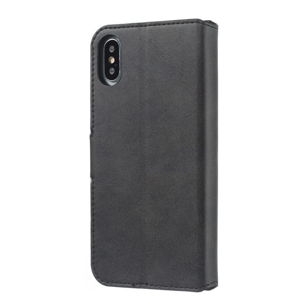 iPhone X/Xs - Solid Läder Fodral - Svart