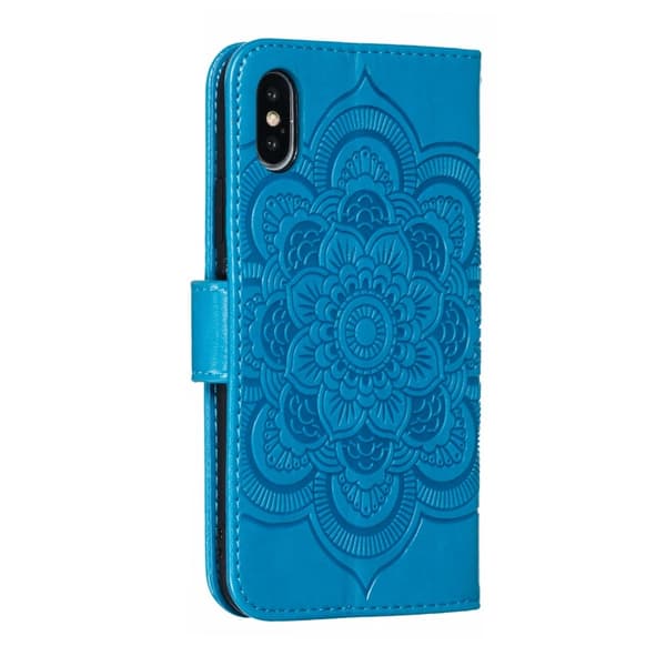 iPhone X/Xs - Mandala Läder Fodral - Blå