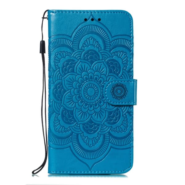 iPhone X/Xs - Mandala Läder Fodral - Blå