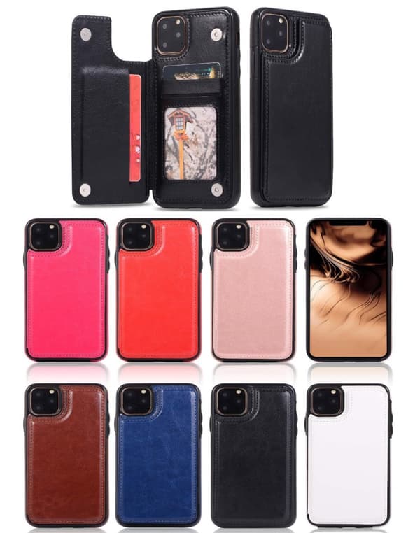 iPhone 11 Pro Max - Läderskal med kortfack - Välj Färg!