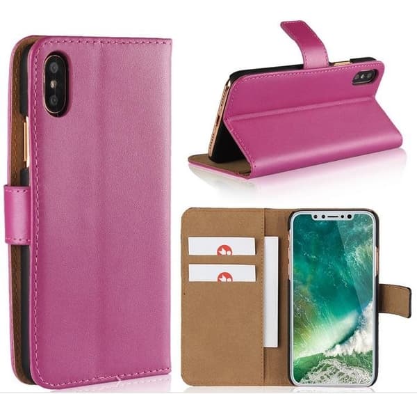 iPhone Xs Max - Plånboksfodral I Äkta Läder - Välj Färg!