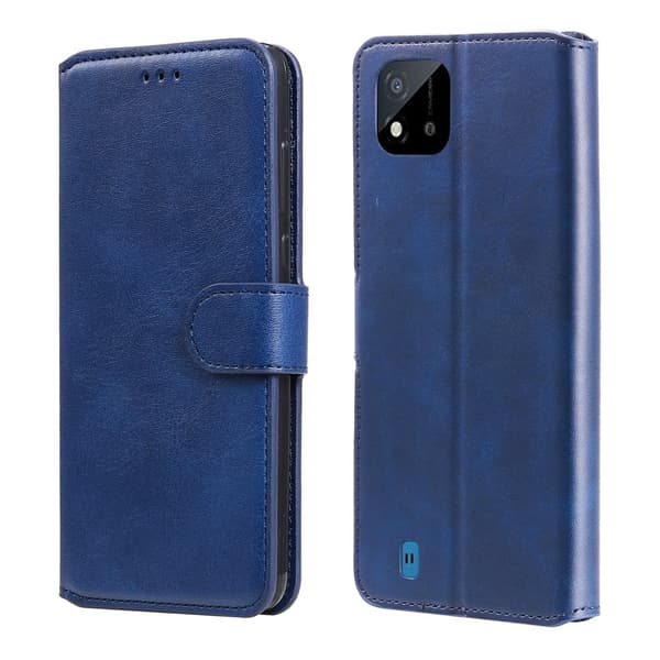 Realme C21 - Solid Läder Fodral - Blå