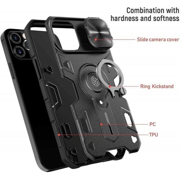 iPhone 13 Pro Max Iskunkestävä kotelo sormustelineellä Nillkin