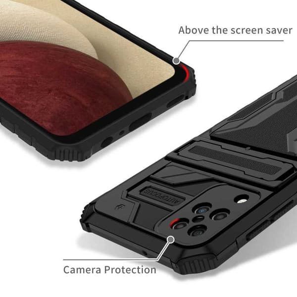 Samsung A12 Stöttåligt Skal Kickstand & Kortfack ThinArmor V3