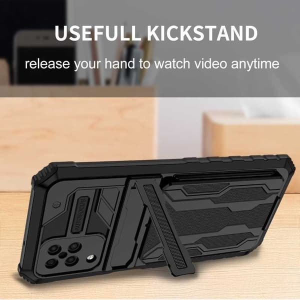 Samsung A12 Stöttåligt Skal Kickstand & Kortfack ThinArmor V3