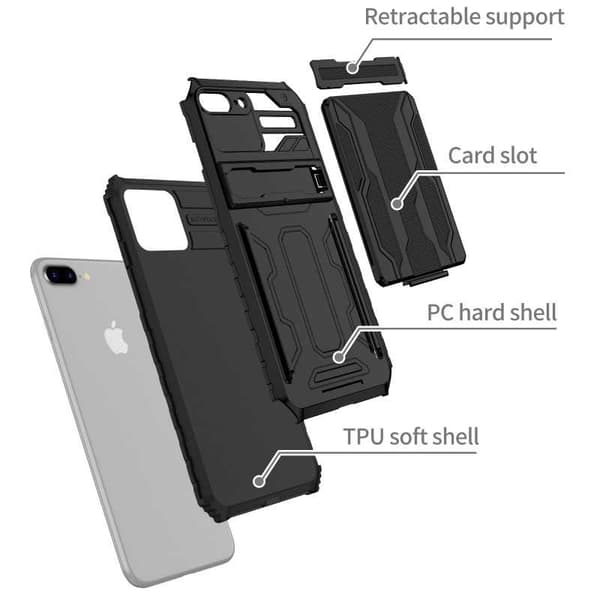 iPhone 7 Plus / 8 Plus Stöttåligt Skal Kickstand & Kortfack ThinArmor V3