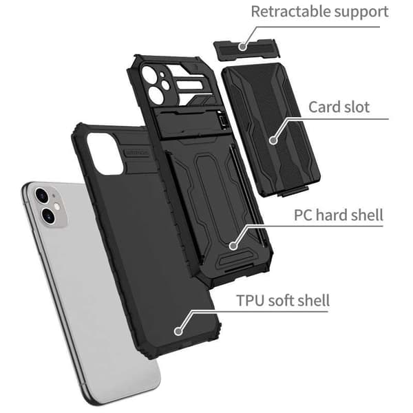 iPhone 11 Shockproof Shell Kickstand & Card Compartment ThinArmor V3