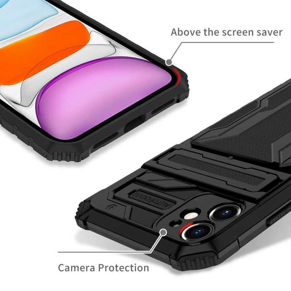 iPhone 11 Shockproof Shell Kickstand & Card Compartment ThinArmor V3