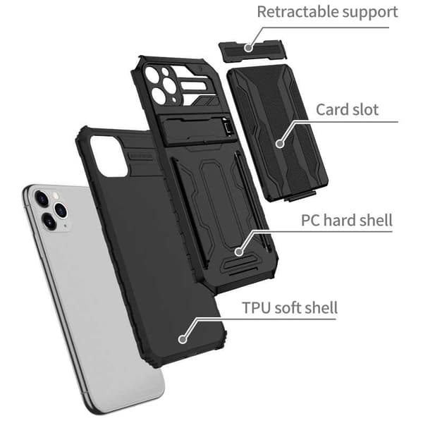 iPhone 11 Pro Max Stöttåligt Skal Kickstand & Kortfack ThinArmor V3