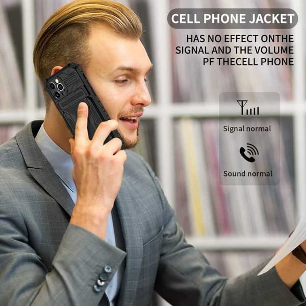 iPhone 12 Pro Max Iskunkestävä kansi Jalusta ja korttipaikka ThinArmor V3