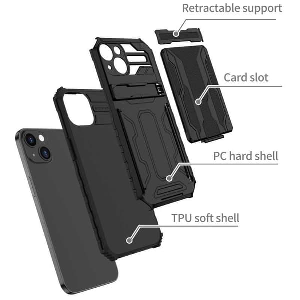 iPhone 13 Stöttåligt Skal Kickstand & Kortfack ThinArmor V3