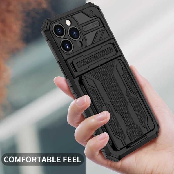 iPhone 13 Pro Max Iskunkestävä kansi Jalusta ja korttipaikka ThinArmor V3