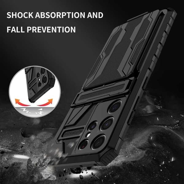 Samsung S21 Ultra Stöttåligt Skal Kickstand & Kortfack ThinArmor V3