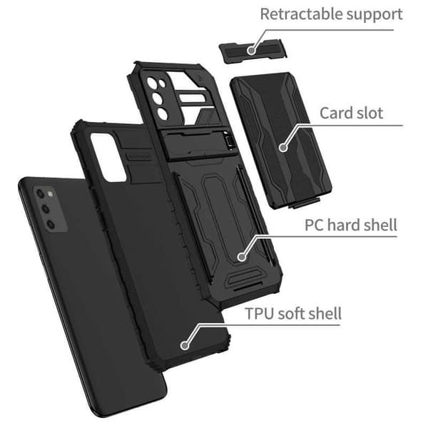 Samsung A02s stødsikkert cover Kickstand & kortrum ThinArmor V3