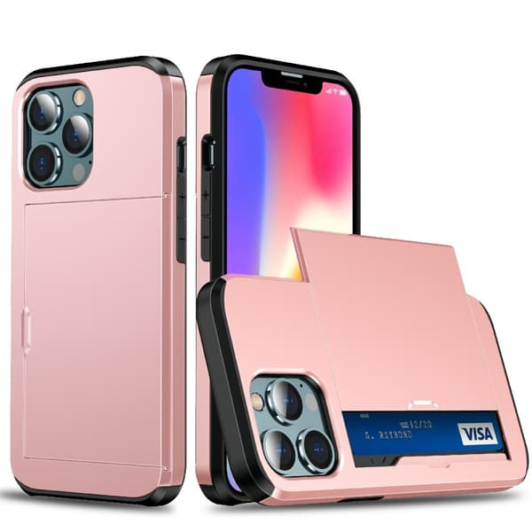 Skal med Korthållare för iPhone 13 Pro - Rosa