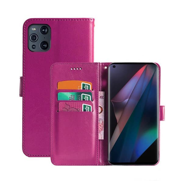 Lommebokdeksel 3-kort Oppo Find X3 Pro 5G : Farge - Rosa