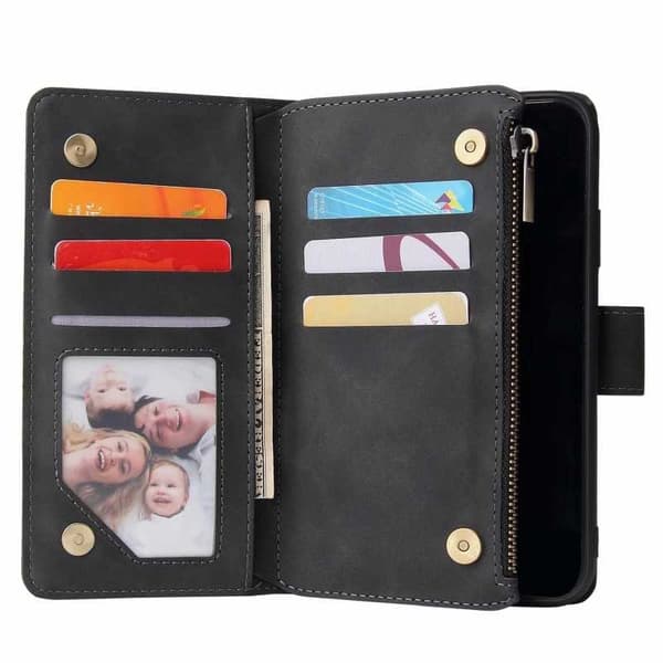iPhone XR multifunktionelt pung etui Lynlås 8-rum
