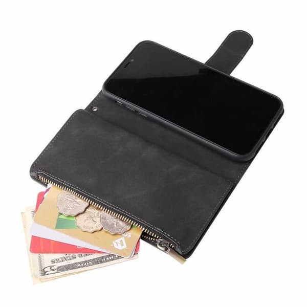 iPhone XR multifunktionelt pung etui Lynlås 8-rum