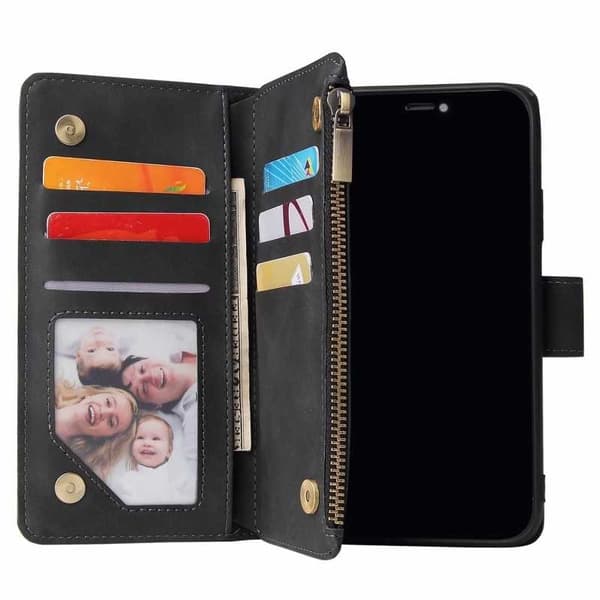 iPhone XR multifunktionelt pung etui Lynlås 8-rum