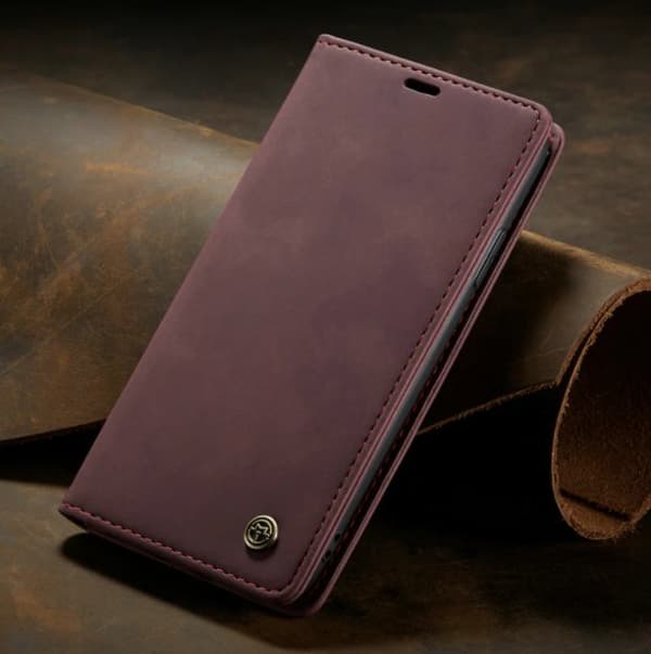 Läderfodral till iPhone 13 mini |vinröd