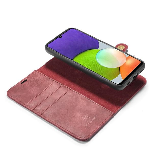DG MING Samsung A22 4G 2-in-1 magneetti lompakkokotelo - Punainen