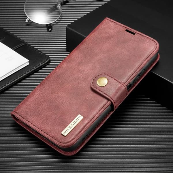 DG MING Samsung A22 4G 2-in-1 magneetti lompakkokotelo - Punainen