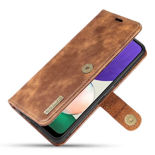 DG MING Samsung A22 5G 2-i-1 Magnet Pungetui - Lys brun