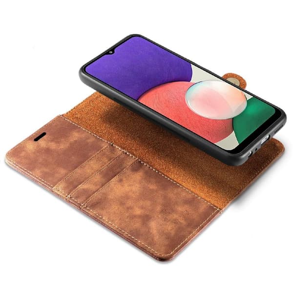 DG MING Samsung A22 5G 2-i-1 Magnet Pungetui - Lys brun