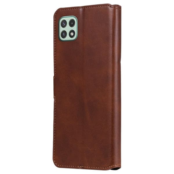 SKALO Samsung A22 5G Classic Lompakkokotelo - Ruskea