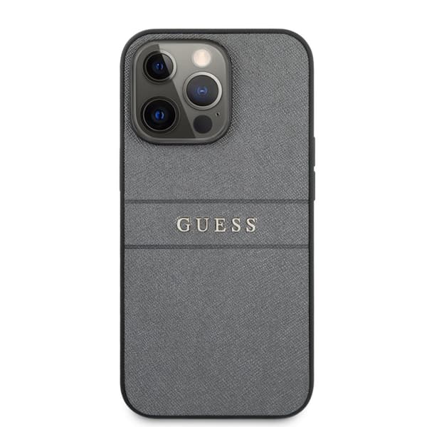 Guess iPhone 13 Pro Kuori Hot Stamp Metal Logo Harmaa