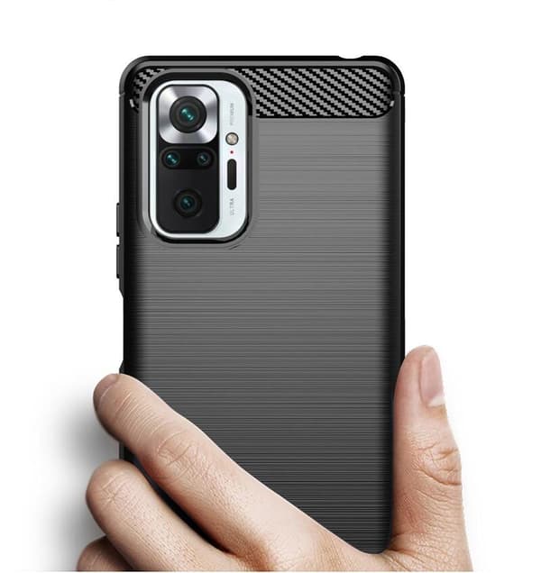 SKALO Xiaomi Redmi Note 10 Pro Armor Carbon Iskunkestävä TPU suojakuori