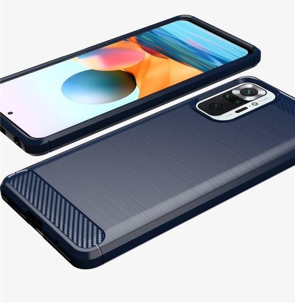 SKALO Xiaomi Redmi Note 10 Pro Armor Carbon Iskunkestävä TPU suojakuori