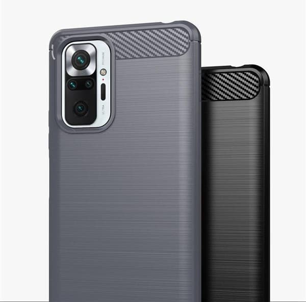 SKALO Xiaomi Redmi Note 10 Pro Armor Carbon Iskunkestävä TPU suojakuori