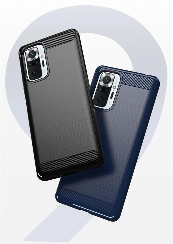 SKALO Xiaomi Redmi Note 10 Pro Armor Carbon Iskunkestävä TPU suojakuori