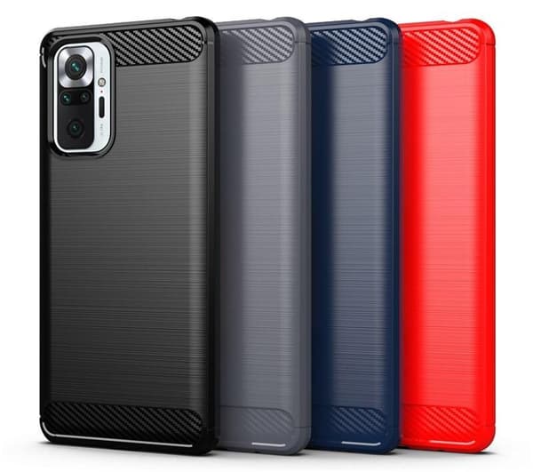 SKALO Xiaomi Redmi Note 10 Pro Armor Carbon Iskunkestävä TPU suojakuori