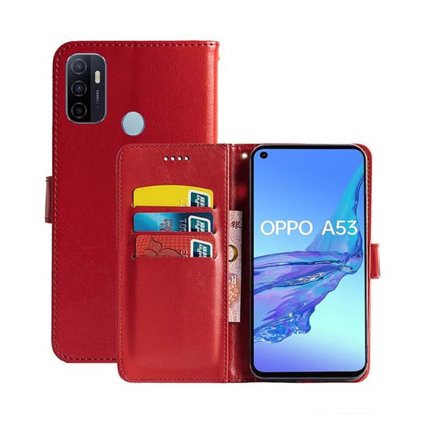 Lommebokdeksel 3-kort Oppo A53 4G : Farge - RØD