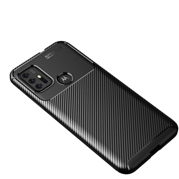 SKALO Moto G30 Carbon Fiber TPU cover - Sort