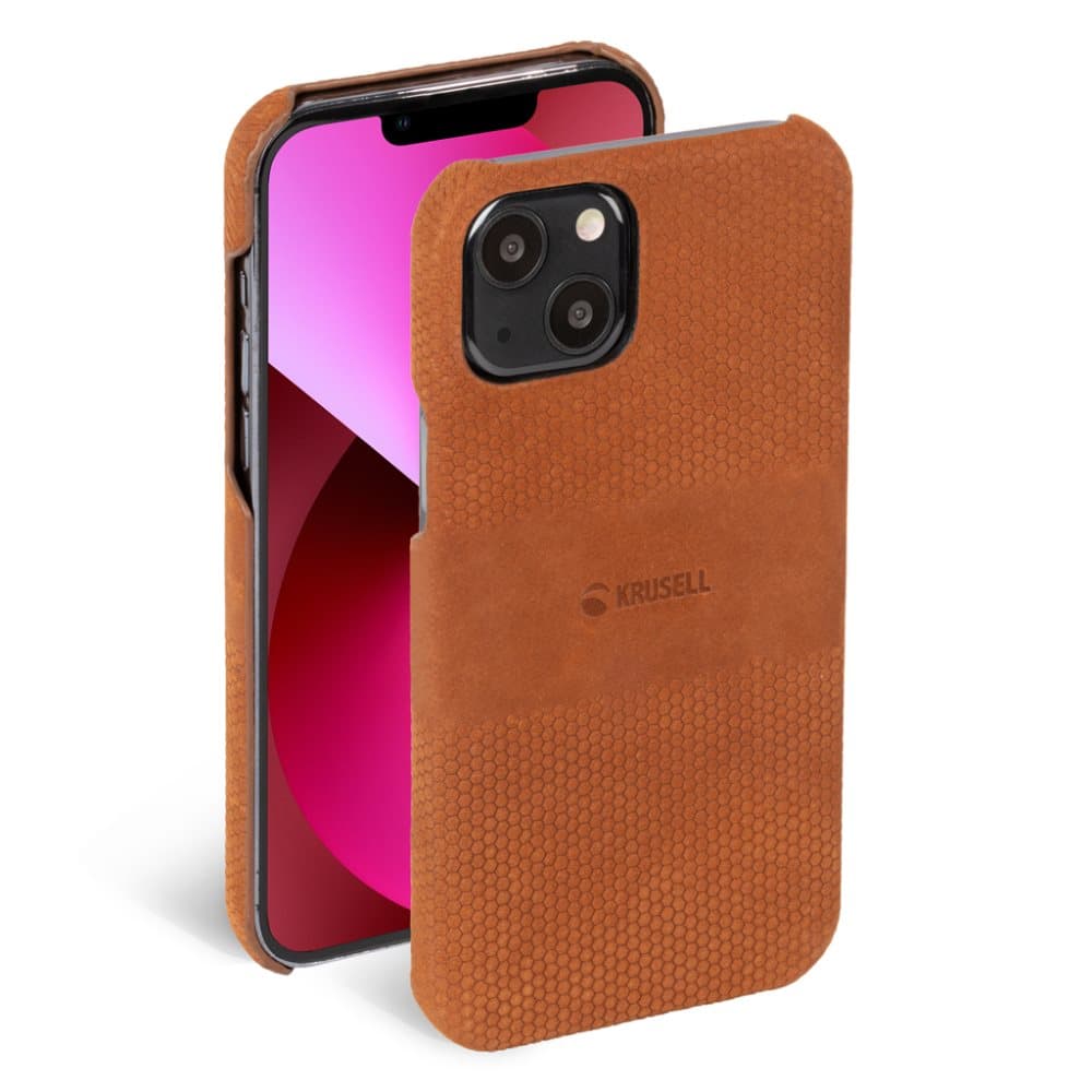 Krusell iPhone 13 Skal Leather Cover Cognac