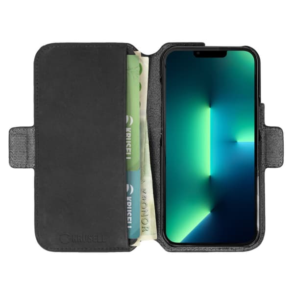 Krusell iPhone 13 Pro Max Fodral Leather PhoneWallet Svart