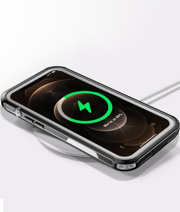 INF iPhone 13/13 Pro vandtæt etui sort / grå / gennemsigtig