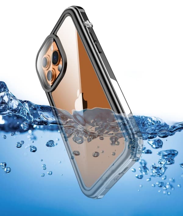 INF iPhone 13/13 Pro vandtæt etui sort / grå / gennemsigtig