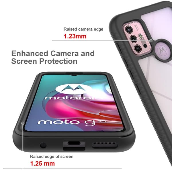 SKALO Moto G20/G30 Stødsikker Clear Hybrid Cover - Sort