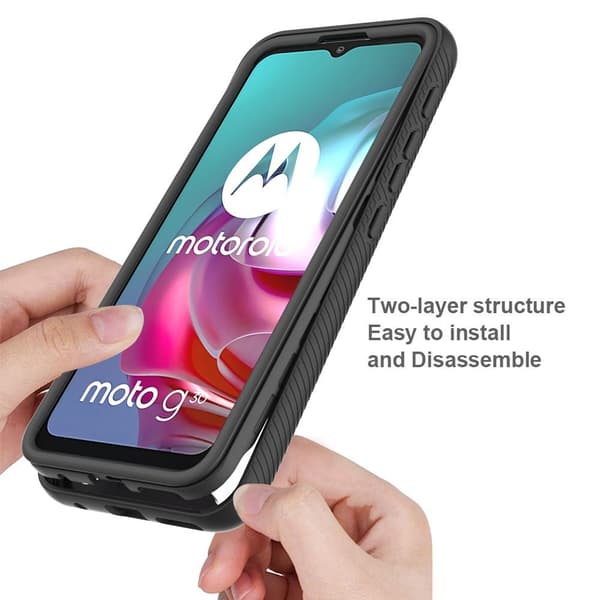 SKALO Moto G20/G30 Stødsikker Clear Hybrid Cover - Sort