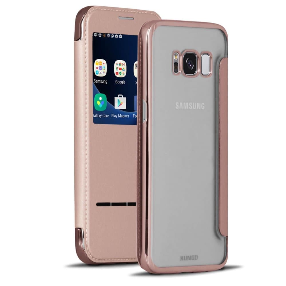 Transparent bokväska med Bling för Samsung Galaxy S8 Plus glittrande TPU Rosa