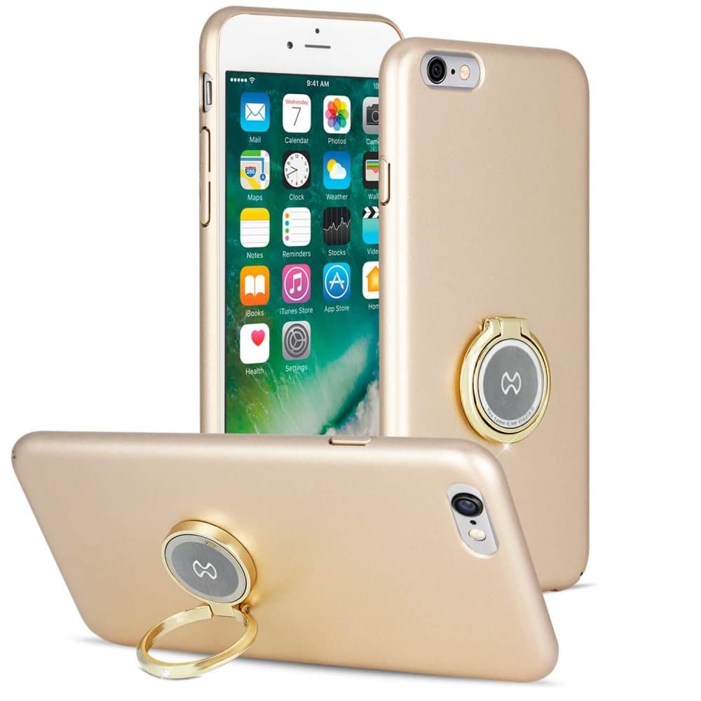 Ultratunn väska med ring för Apple iPhone 6 / 6s Super smal Hårt Bling-Etui Guld