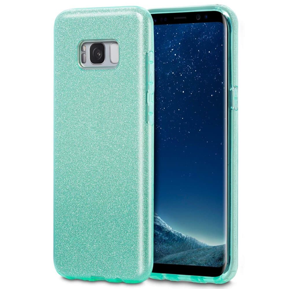 Fodral för Samsung Galaxy S8 TPU Skinande Strass Glitter bling 3 I ett Etui Grön